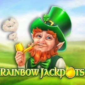 Rainbow Jackpots slot logo by Red Tiger Gaming at Honeybetz Casino